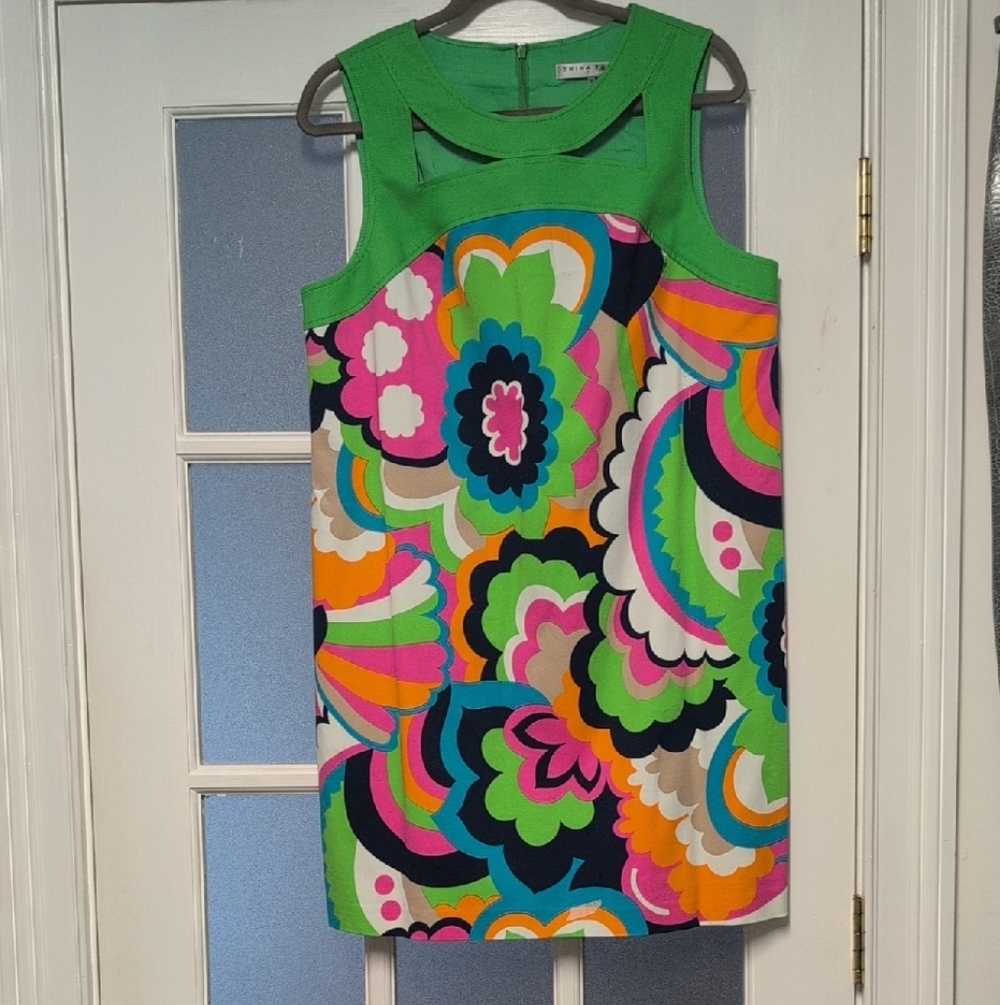 Trina Turk Green and Multicolor Floral Mini Dress
